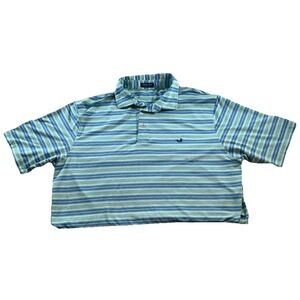Southern Marsh Mint Green/Teal Blue Striped Performance Polo Shirt Large L